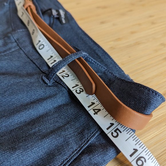 Large Stretch Jean type Leggings Pants simulated jean with brown leather belt - Picture 7 of 8